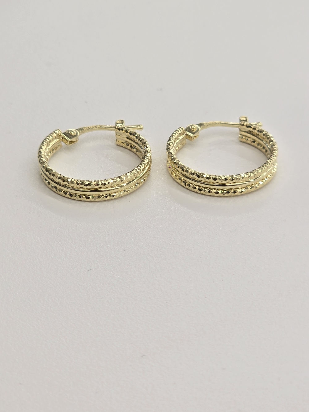 10k Real Gold 3 Line Hoop Earring